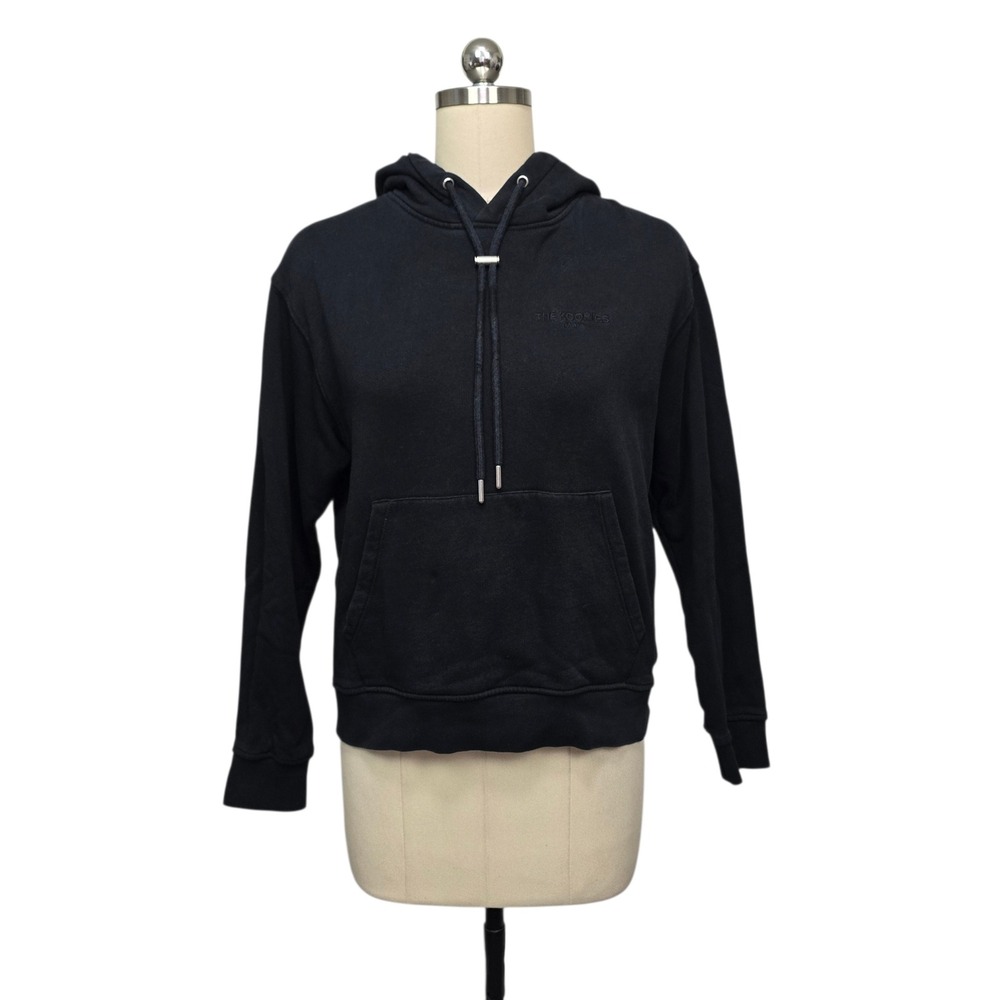 The Kooples Black Organic Cotton‎ Embroidered Text Graphic Hoodie US XS